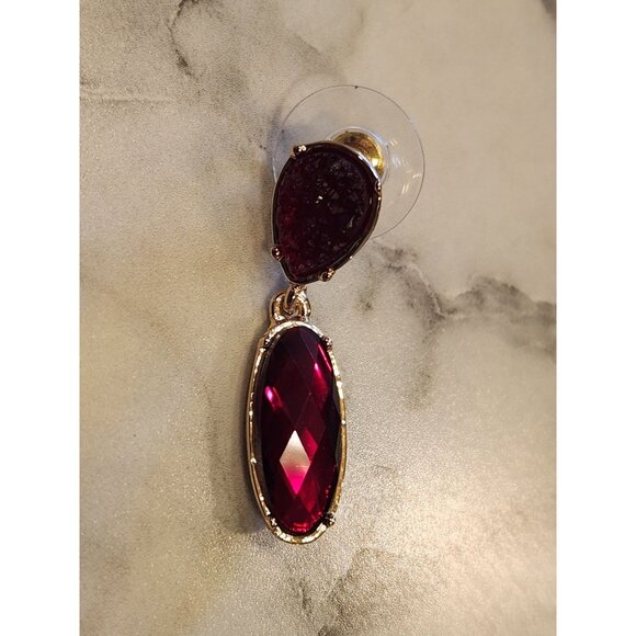 Chaps Gold-Tone Red Double Drop Earrings - Picture 4 of 6